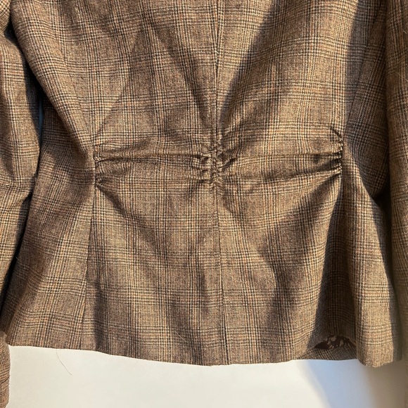 BANANA REPUBLIC FACTORY WOOL BLEND (2007) BROWN PLAID FITTED BLAZER SIZE 2 - Picture 3 of 10